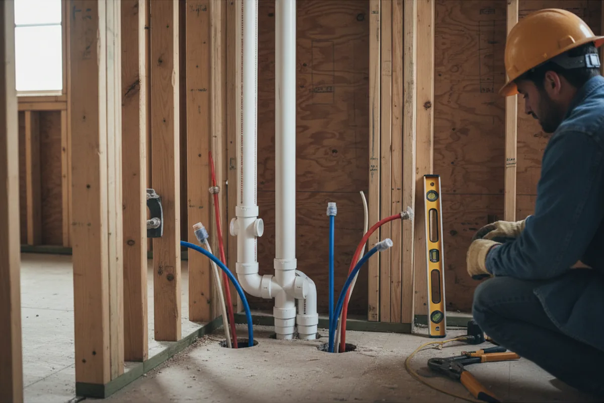 Drain and supply rough-in during Sump Pump Repair in Ogdensburg