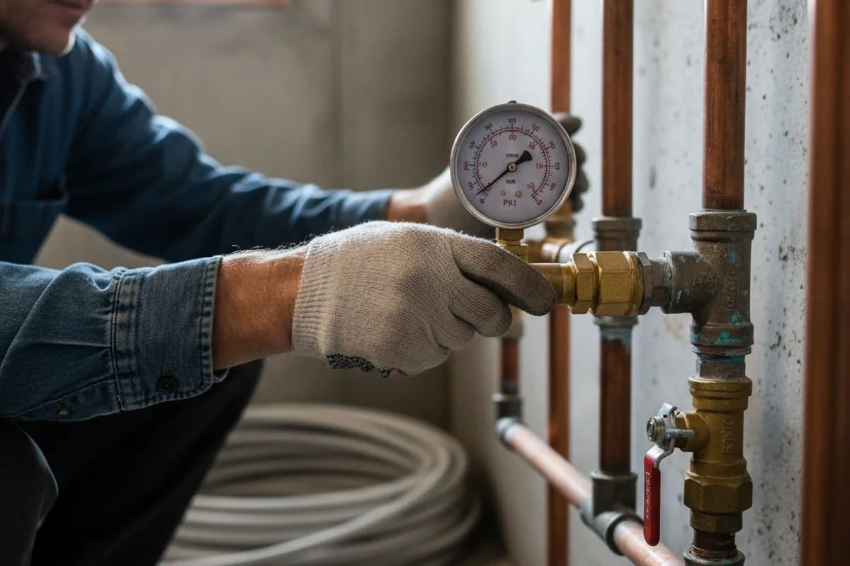 Pressure testing a repaired line during Water Line Repair in Ogdensburg